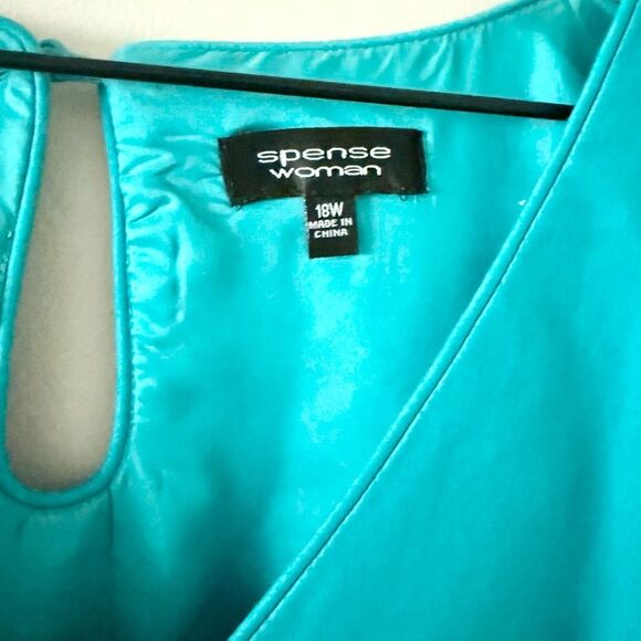 Spense Women Cotton Blend A Line Dress in Turquoise with Paisley Detail - 18W - Picture 6 of 7